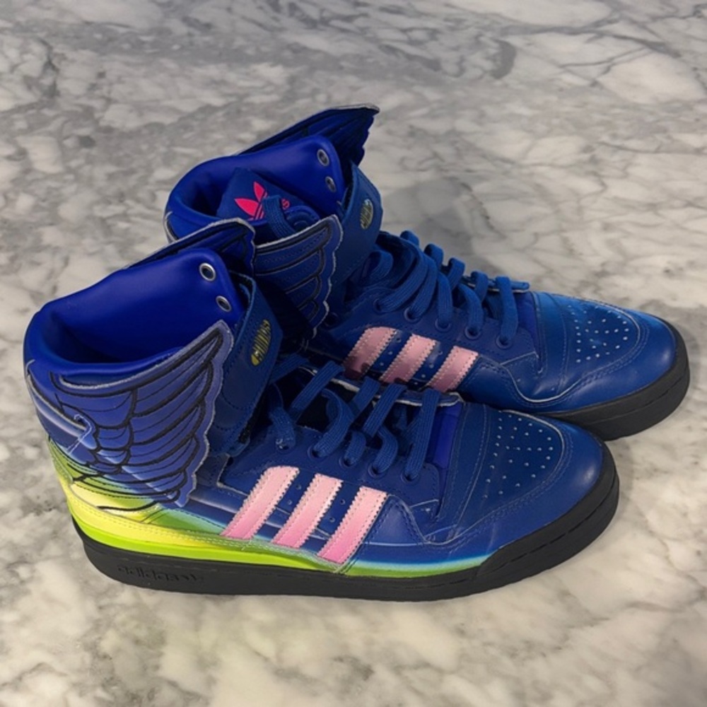 Adidas x Jeremy Scott men’s Blue and Pink Sneakers with Wings